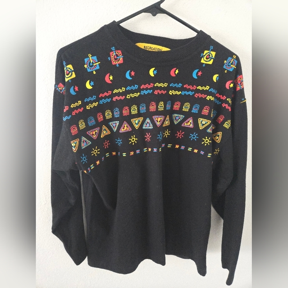 Vintage Recreation Multicolor Sweater Sweatshirt Womens Medium Geometric Colorfu